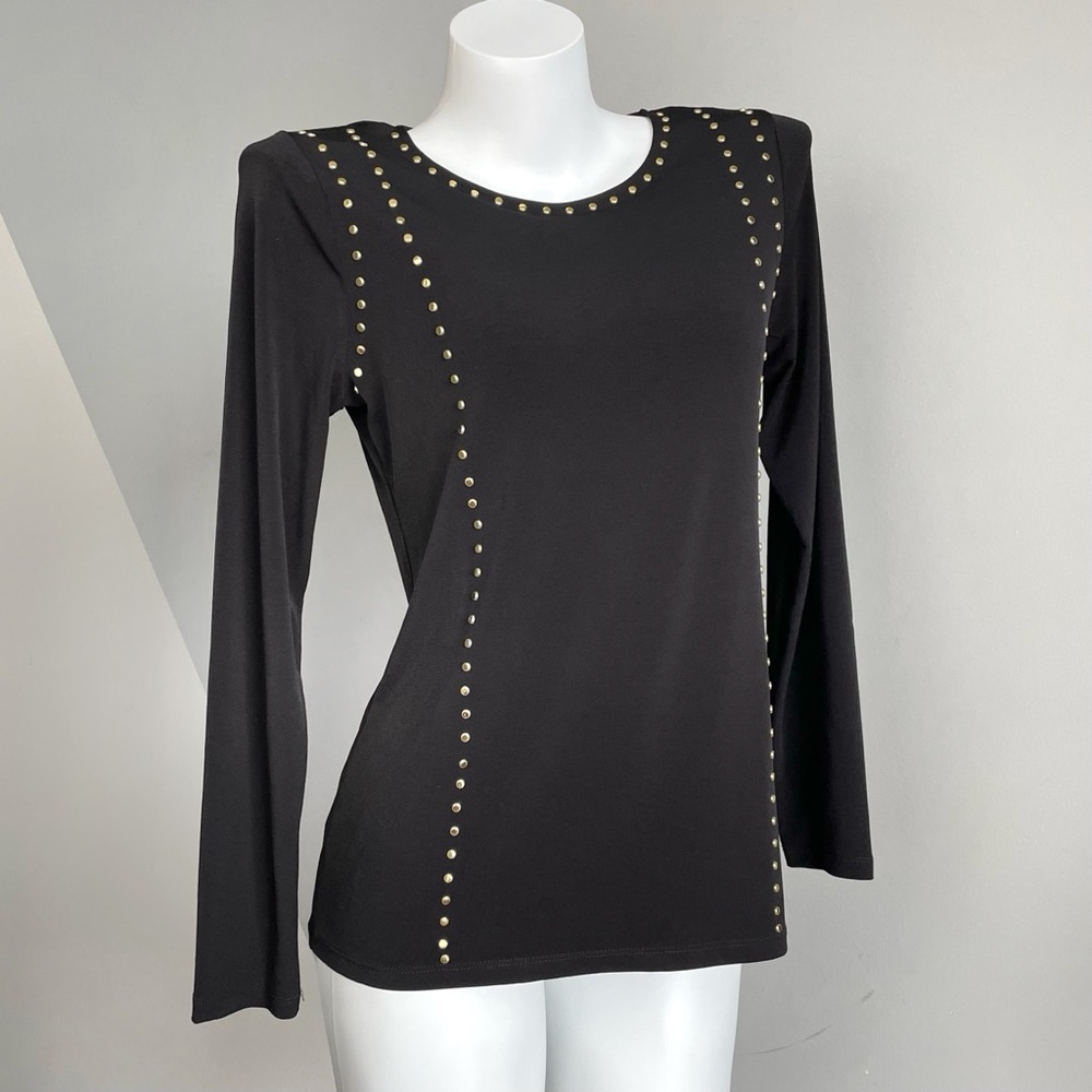 Calvin Klein Black Long Sleeve Studded Top